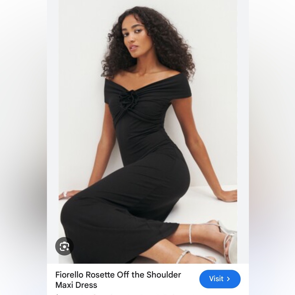 Reformation BLACK FIORELLA ROSETTE OFF SHOULDER MAXI DRESS - IMPERFECTION